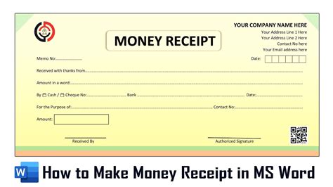 How to Make New Advance Money Receipt Bill Design Word | Cash Receipt Design in Microsoft Word ...