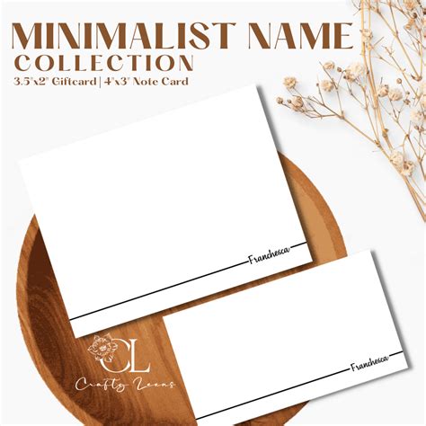 NAME Minimalist Personalized / Customized Notecard / Gift Cards ...