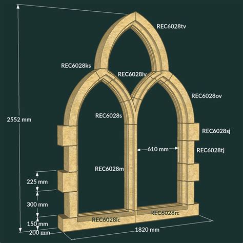 Gothic Arch Windows - Gothic Folly Parts - Redwood Stone