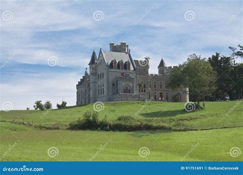 Beautiful Observatory Castle Abbadia in Hendaye on Atlantic Coast in Blue Sky Stock Image ...