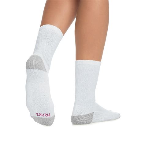 Hanes - Hanes Cushioned Women's Crew Athletic Socks 10-Pack, Color: White, Size: 9-11 --- PACK ...