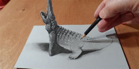 Trick Art, Drawing 3D Crocodile - Costin Craioveanu