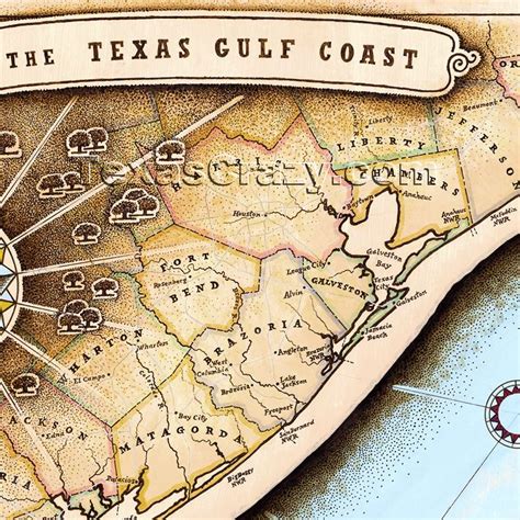 Shop TX Gulf Coast Map Framed Texas Decor