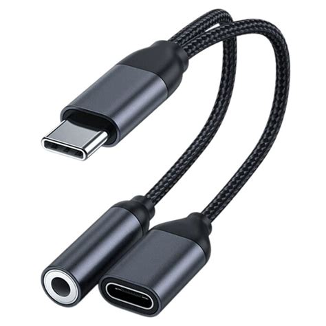 2-In-1 Type C to 3.5mm Headphone and Charger Adapter USB C to Aux Audio ...