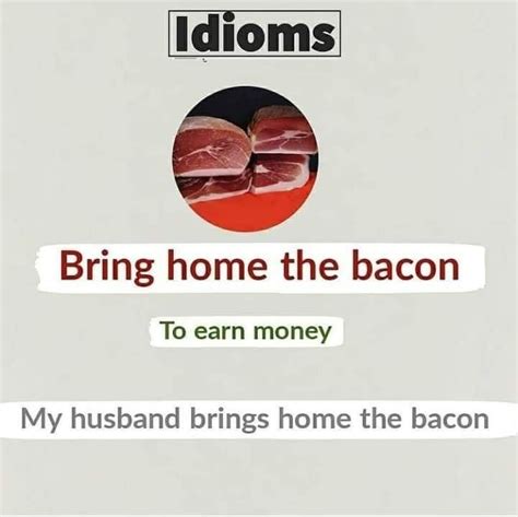 Idiom bring home the bacon 🥓 | Idioms, Earn money, English