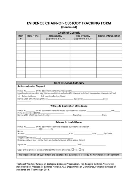 Printable Chain Of Custody Form Template - Printable Word Searches