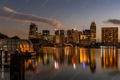 Marina Bay and Gardens at night / sunriseViews around Singapore , Asia, Stock Photo | Adobe Stock