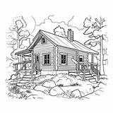 Cabin Coloring Page – Coloring Corner sketch template