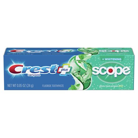 Crest + Scope Complete Whitening Toothpaste, Minty Fresh, .85 oz ...