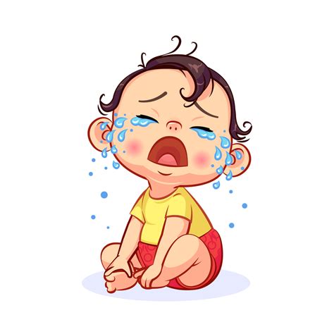 Cartoon Sitting Crying Little Baby Boy | Baby illustration, Crying ...