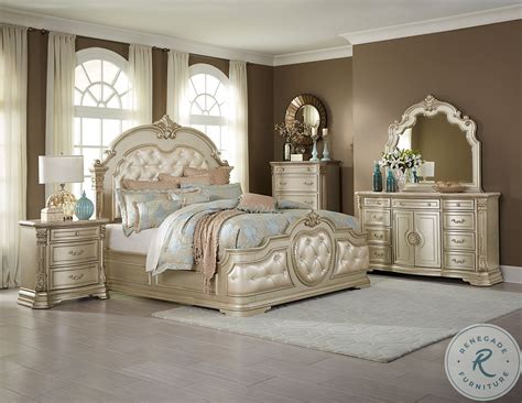 Allura Silver Upholstered Panel Bedroom Set | Bedroom sets, Bedroom ...