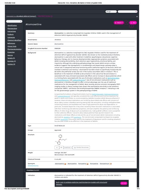 Atomoxetine - , Mechanism of Action - DrugBank Online | PDF | Attention ...