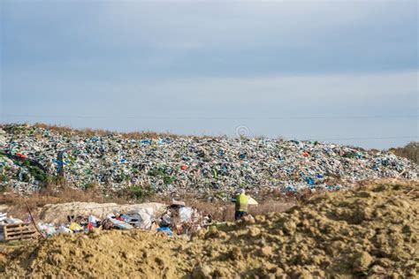 Pile of Domestic Garbage in Landfill. a Landfill Worker Stock Image - Image of environmental ...