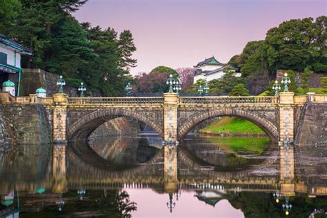 Tokyo, Japan at the Imperial Palace Moat and Bridge Stock Image - Image ...