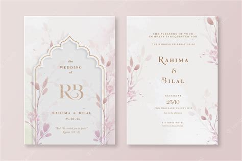 Premium PSD | Islamic floral wedding invitation with elegant watercolor ...