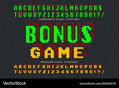 Pixel font design stylized like in 8-bit Vector Image