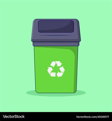 Recycle bin trash can garbage flat cartoon Vector Image