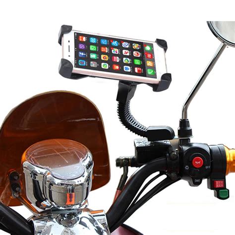 Universal Motorcycle Cell Phone Holder Scooter Mirror Mount Rear View ...