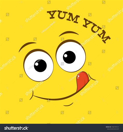 Yummy Emoji Yummy Emoticon On Yellow Stock Vector (Royalty Free) 1966739131 | Shutterstock