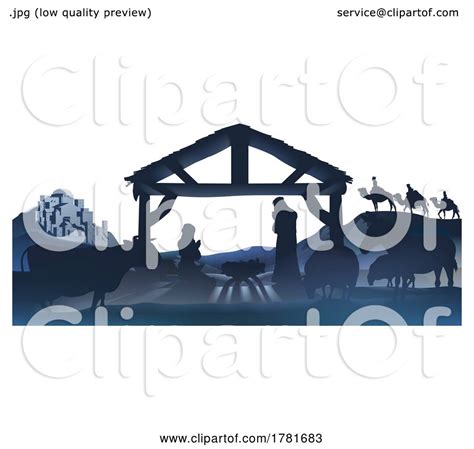 Christmas Nativity Scene Silhouette by AtStockIllustration #1781683