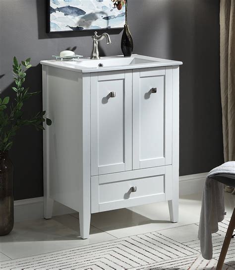 25" Tennant Brand Vermezzo Modern Small Slim White Bathroom Vanity WFS ...