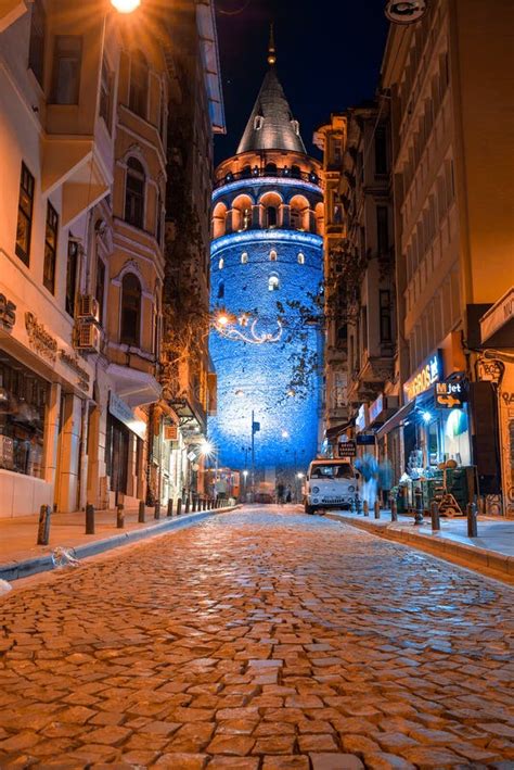 View of the Galata Tower at Night Stock Photo - Image of historical, light: 125430748