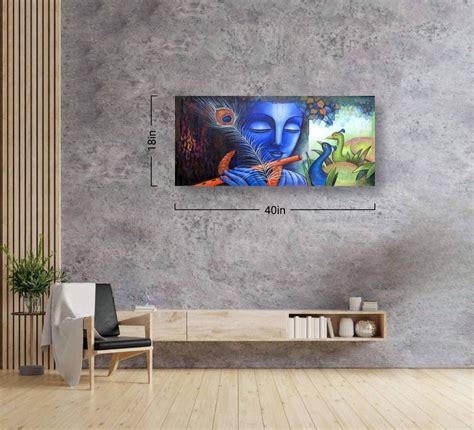 Buy Krishna With Peacock - Spiritual, Vibrant, Expressive Painting Online | Fizdi