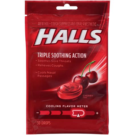 HALLS Triple Action Cough Drops, Cherry, 30 Ct - Walmart.com