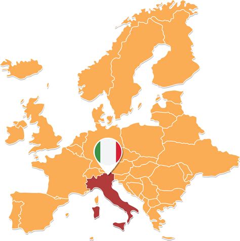 Italy map in Europe, Italy location and flags. 24584119 PNG