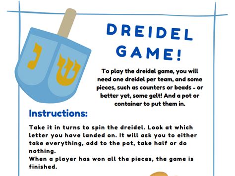 Rules For Dreidel Printables – Printable Template Calendar