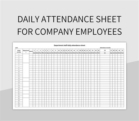 Daily Attendance Sheet For Company Employees Excel Template And Google Sheets File For Free ...