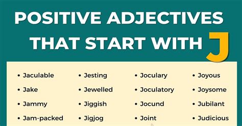 62 Useful Positive Adjectives that Start with J in English • 7ESL