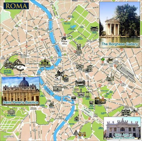 Large detailed tourist map of Rome city. Rome city large detailed ...