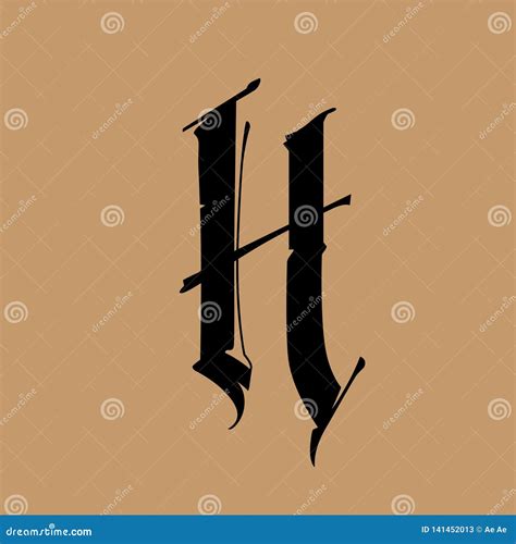 Letter H, in the Gothic Style. Vector. Alphabet. the Symbol is Isolated on a Golden Background ...