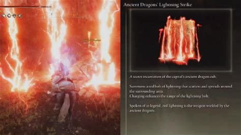 Elden Ring Ancient Dragons' Lightning Strike Spell Demonstration Firestorm with Red Lightning ...