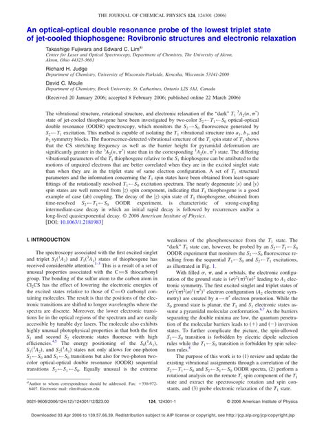 (PDF) An optical-optical double resonance probe of the lowest triplet ...