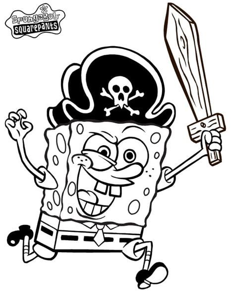 Pirate SpongeBob Coloring Page - Free Printable Coloring Pages for Kids