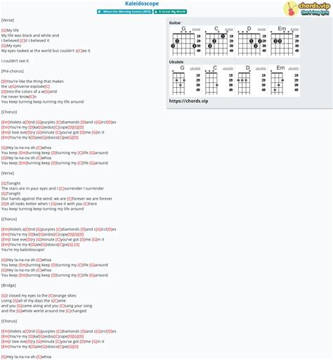 Chord: Kaleidoscope - A Great Big World - tab, song lyric, sheet, guitar, ukulele | chords.vip