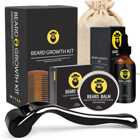 Beard Growth Kit - Derma Roller for Beard Growth, Beard Growth Serum ...