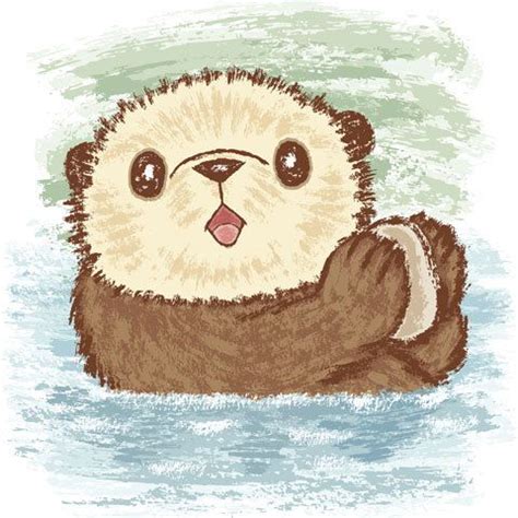 Sea otter | Otter art, Sea otter art, Cute animal drawings