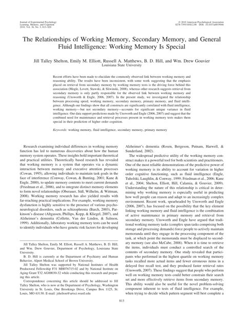 (PDF) The Relationships of Working Memory, Secondary Memory, and General Fluid Intelligence ...