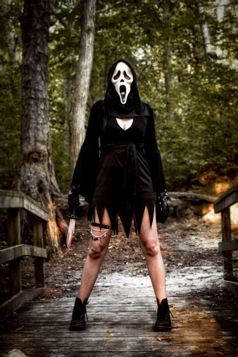 Ghost Face Photoshoot by @MelissaRoller Scream Halloween Costume, Black Dress Halloween Costume ...