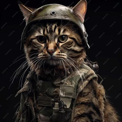 Premium Photo | A cat wearing a military uniform with the words army on it.