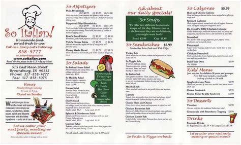 So Italian! Menu, Menu for So Italian!, Brownsburg, Indianapolis ...