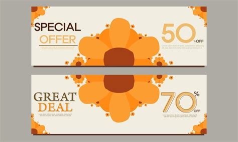 Premium Vector | Great deal horizontal banner template with floral and ...