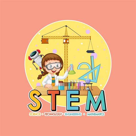 STEM education logo with scientist girl cartoon character 2939036 Vector Art at Vecteezy