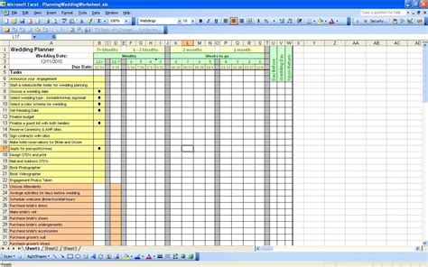 Wedding Planning Spreadsheet Template