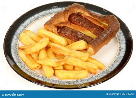 Sausage Toad In The Hole With Chips Stock Photography | CartoonDealer ...