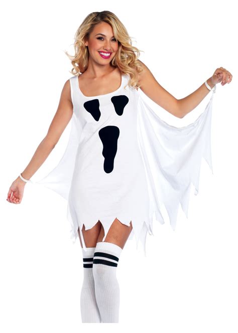 Jersey Dress Ghost Women Costume - Ghost Costumes