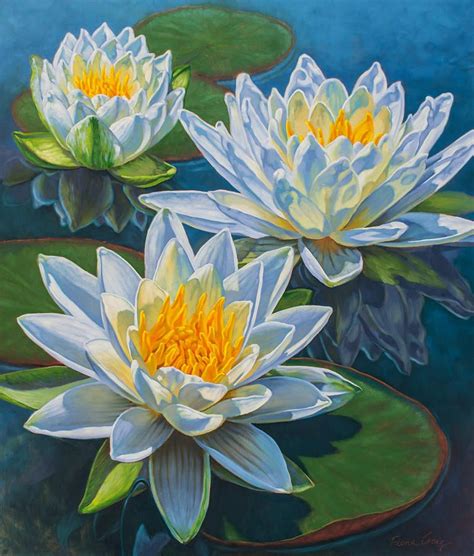 Water Lilies 12 - Fire and Ice by Fiona Craig | Water lilies painting ...